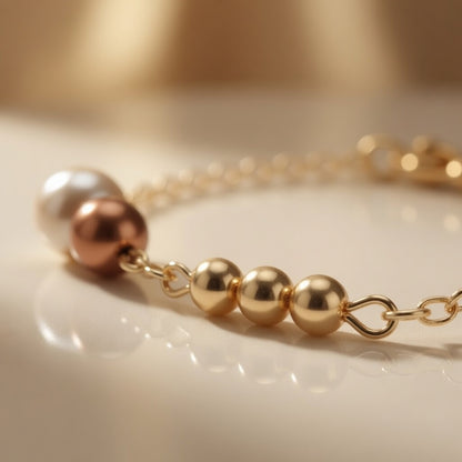 Gold Bead Pearl Bracelet