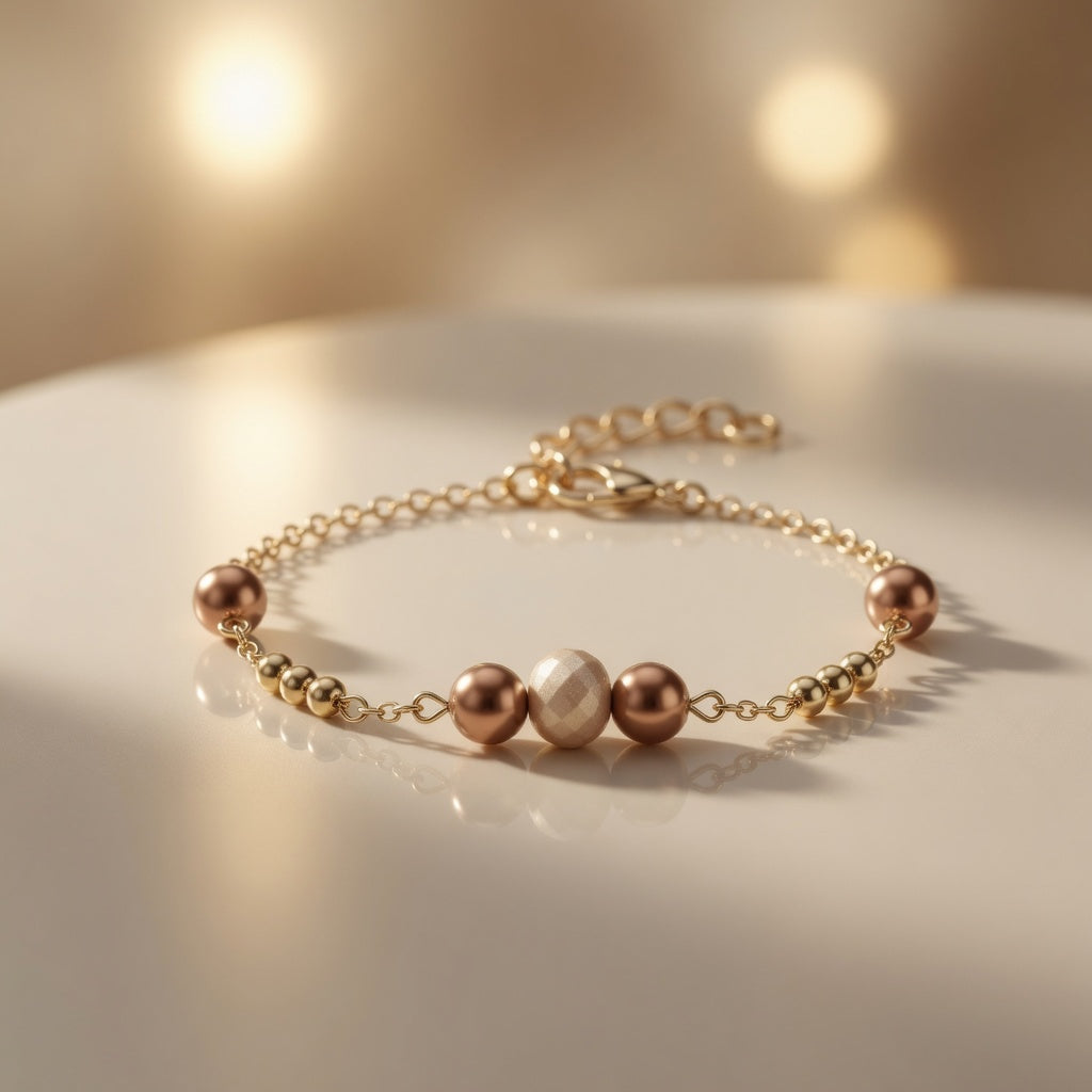 Gold Bead Pearl Bracelet