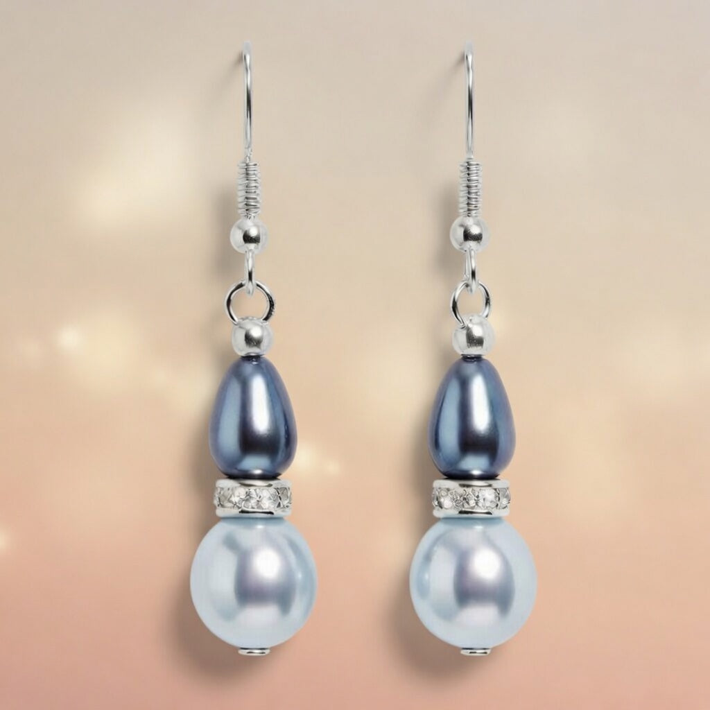 Czech Glass Lunar Tide Teardrop Dangle Earrings