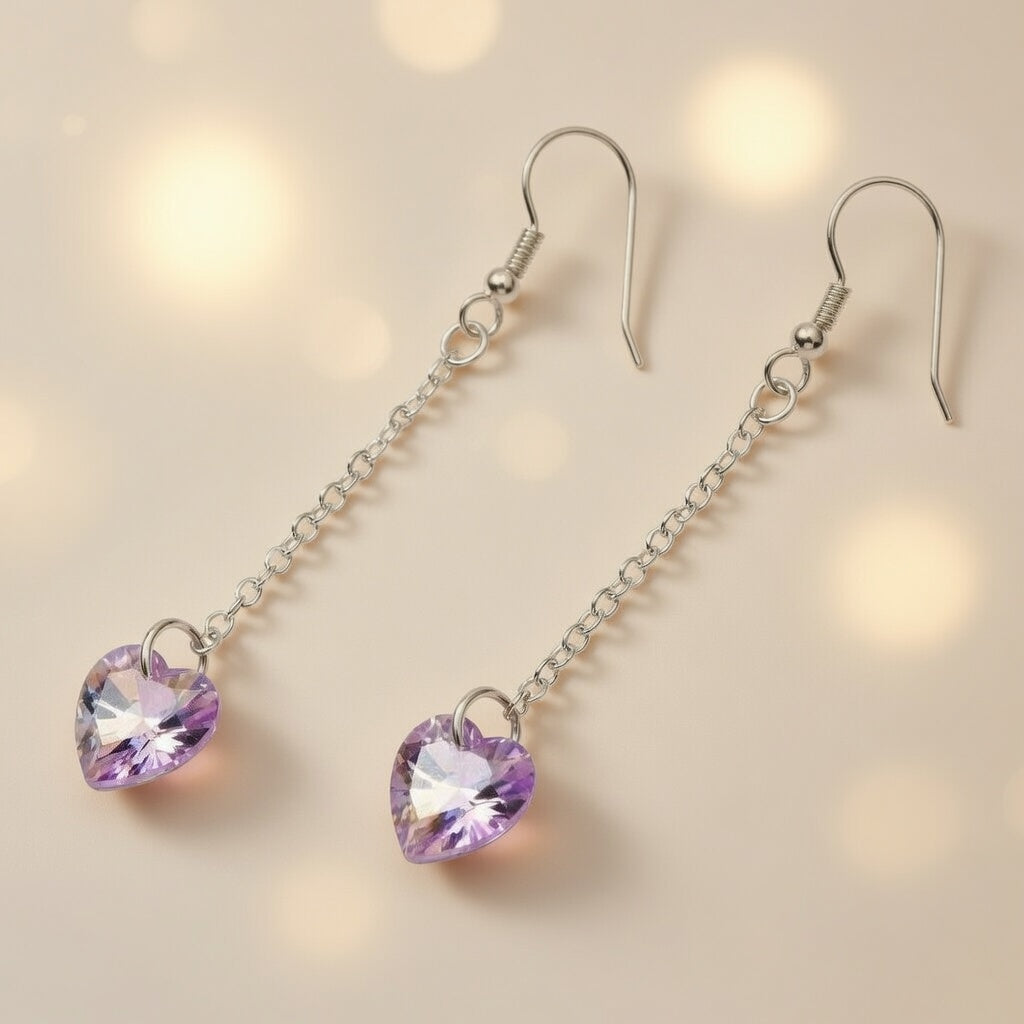 Swarovski Crystal Purple Heart Whisper Dangle Earrings