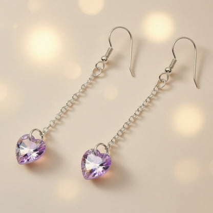 Swarovski Crystal Purple Heart Whisper Dangle Earrings