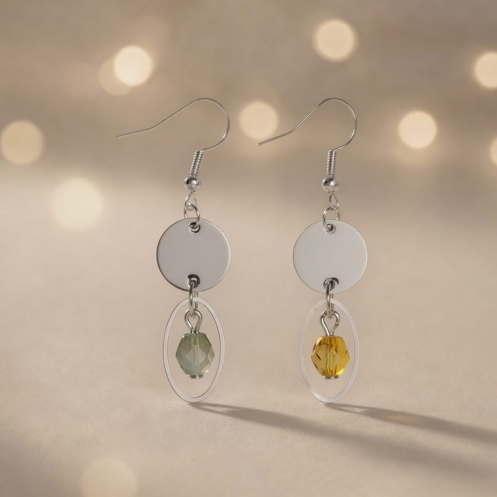 Mystical Bohemian Crystal Duo Czech Glass drop earrings