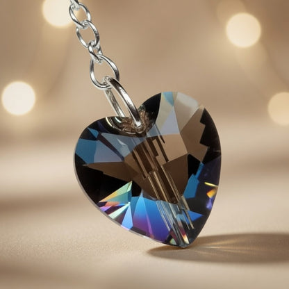 Swarovski Crystal Heart Smoky Twilight Dangling Earrings