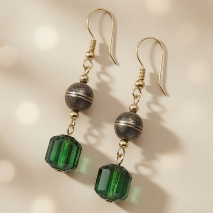 Woodland Mystery Green Czech Glass Drop Earrings