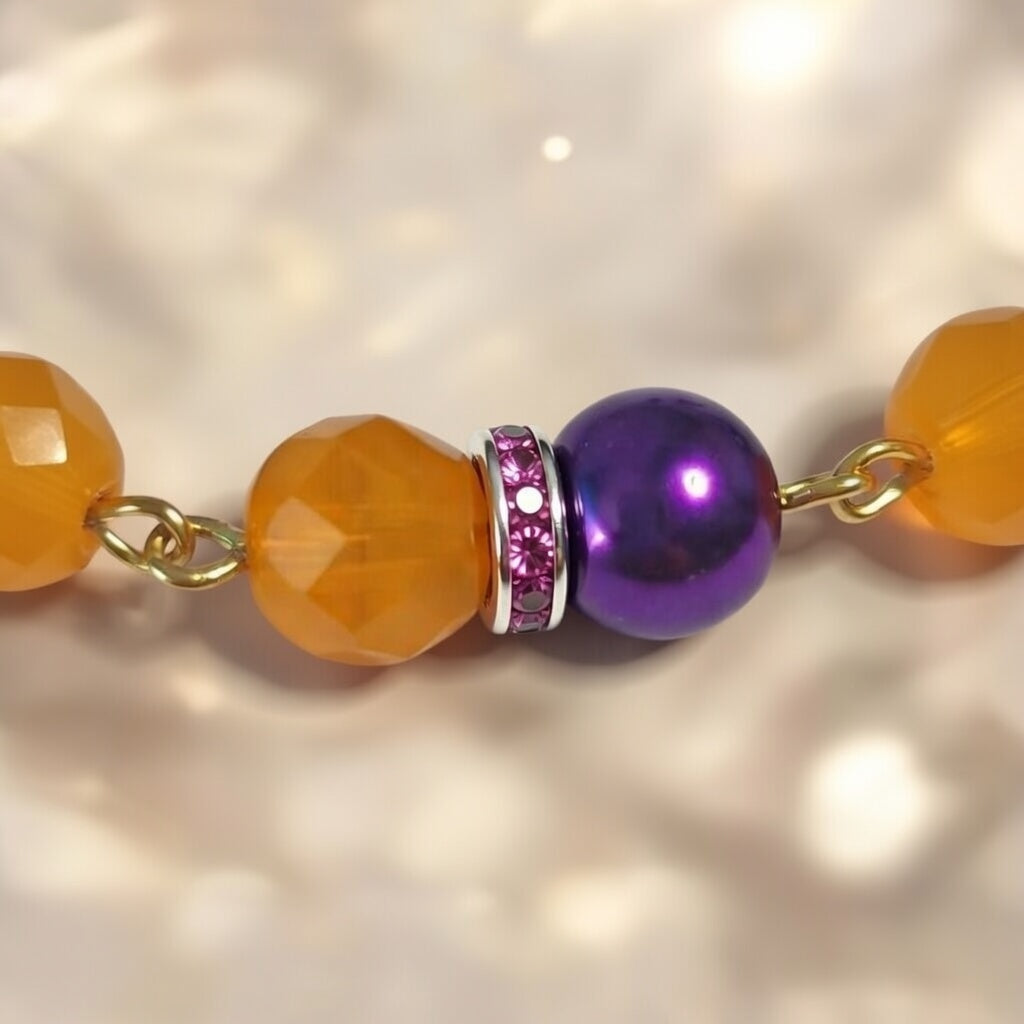 Czech Glass Purple Twilight Bohemian Glass Beaded Bracelet