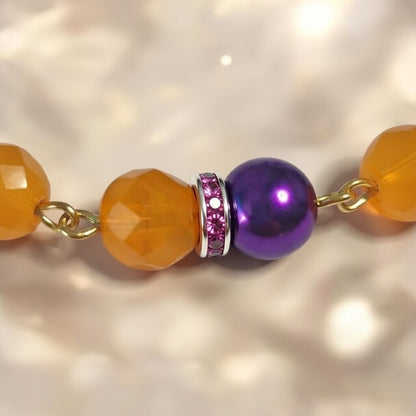 Czech Glass Purple Twilight Bohemian Glass Beaded Bracelet