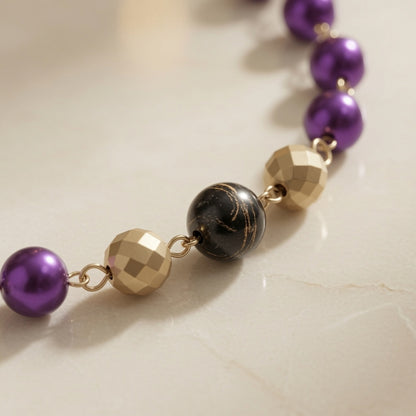 Czech Glass Purple Pearl Glow Necklace