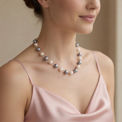 Necklace Silver and Cream Harmony