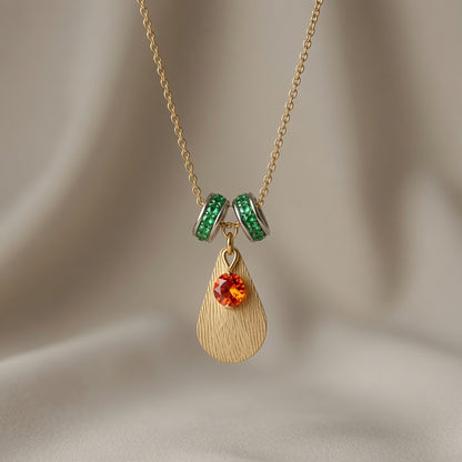 Golden Ember Leaf Necklace