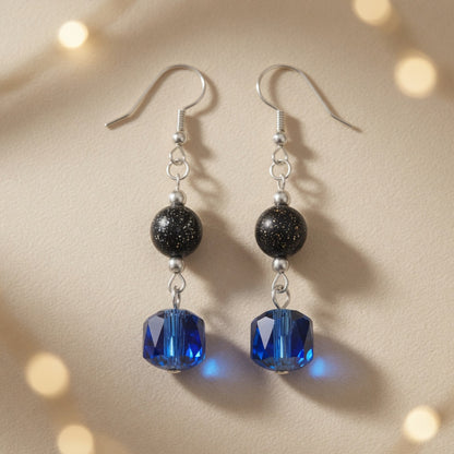 Midnight Sapphire Glow Drop Earrings