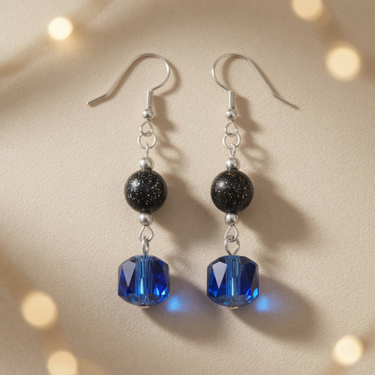 Midnight Sapphire Glow Drop Earrings