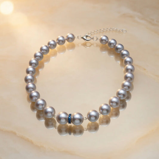 Czech Glass Pearl Azure Necklace by Belle Bohemia Jewelry