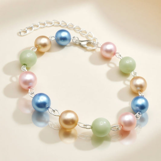 Czech Glass Multicolor Pastel Beaded Bracelet Spring Bouquet