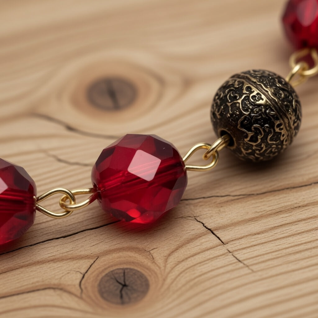 Czech Glass Ruby Waltz Beaded Bracelet