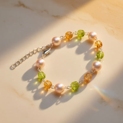 Czech Glass Lime Green Pearl Beaded Bracelet