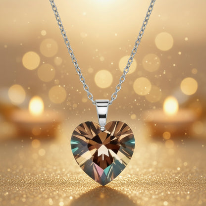 Swarovski Flame Heart Pendant Necklace by Belle Bohemia Jewelry