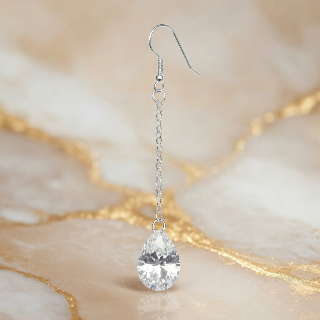 Swarovski Crystal Diamond Tear Dangle Earrings