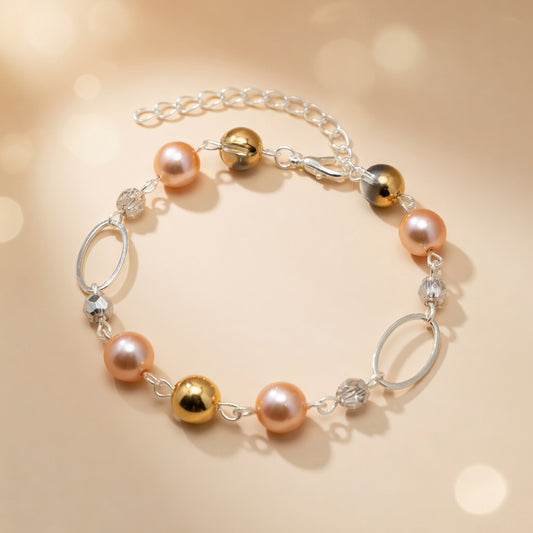Pearl Peach Spectrum Beaded Bracelet
