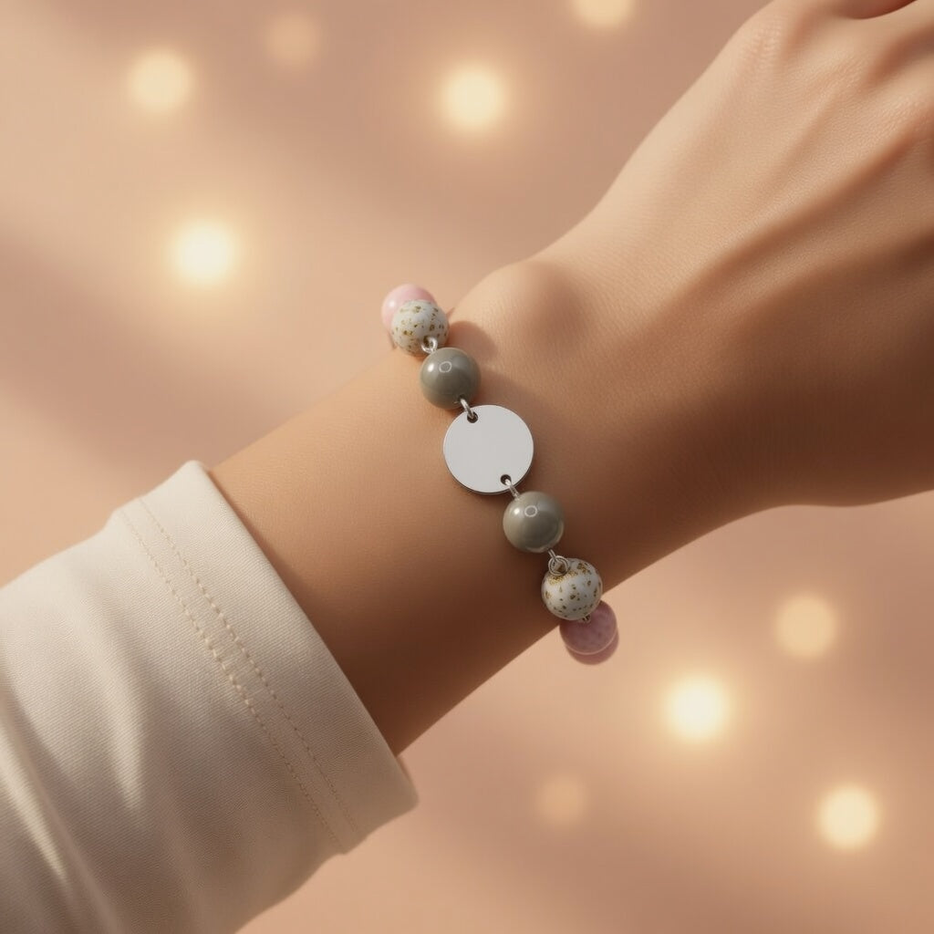 Czech Glass Sugar Rose Beaded Bracelet