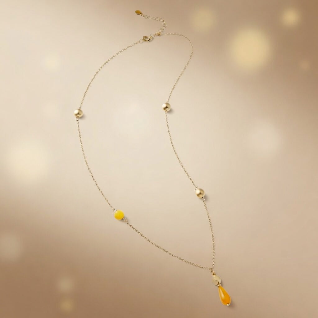 Czech Glass  Golden Dewdrop Necklace