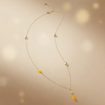 Czech Glass  Golden Dewdrop Necklace