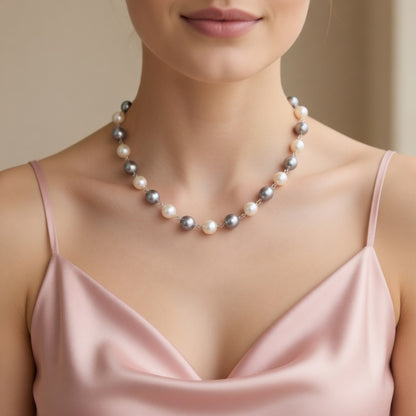 Necklace Silver and Cream Harmony