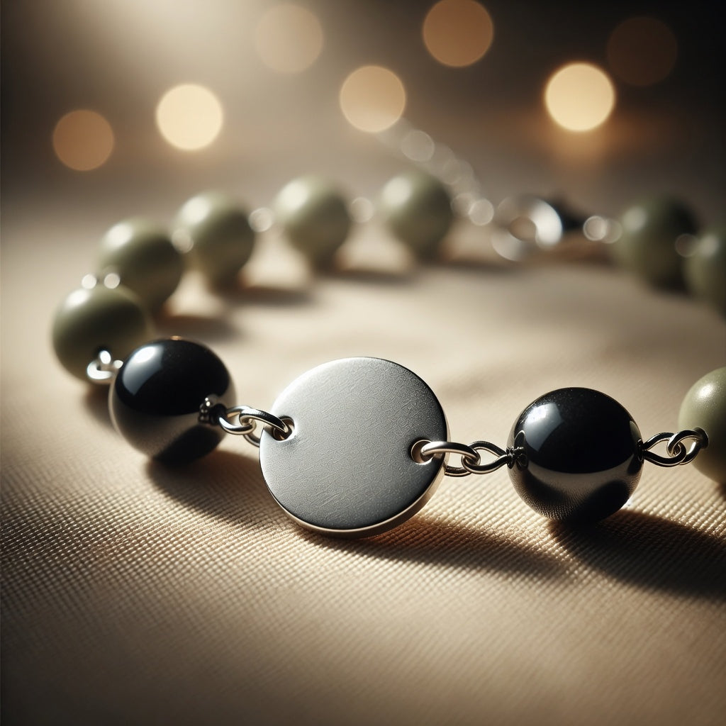 Czech Glass Mint Midnight Sage Green Matte Black Beaded Bracelet