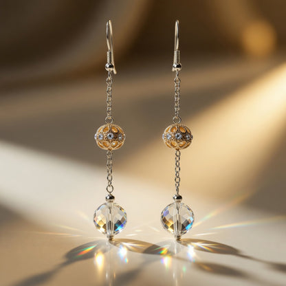 Czech Glass Bohemian Crystal Dew Long Dangle Drop Earrings