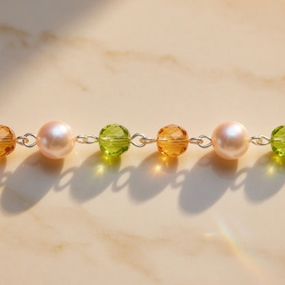 Czech Glass Lime Green Pearl Beaded Bracelet