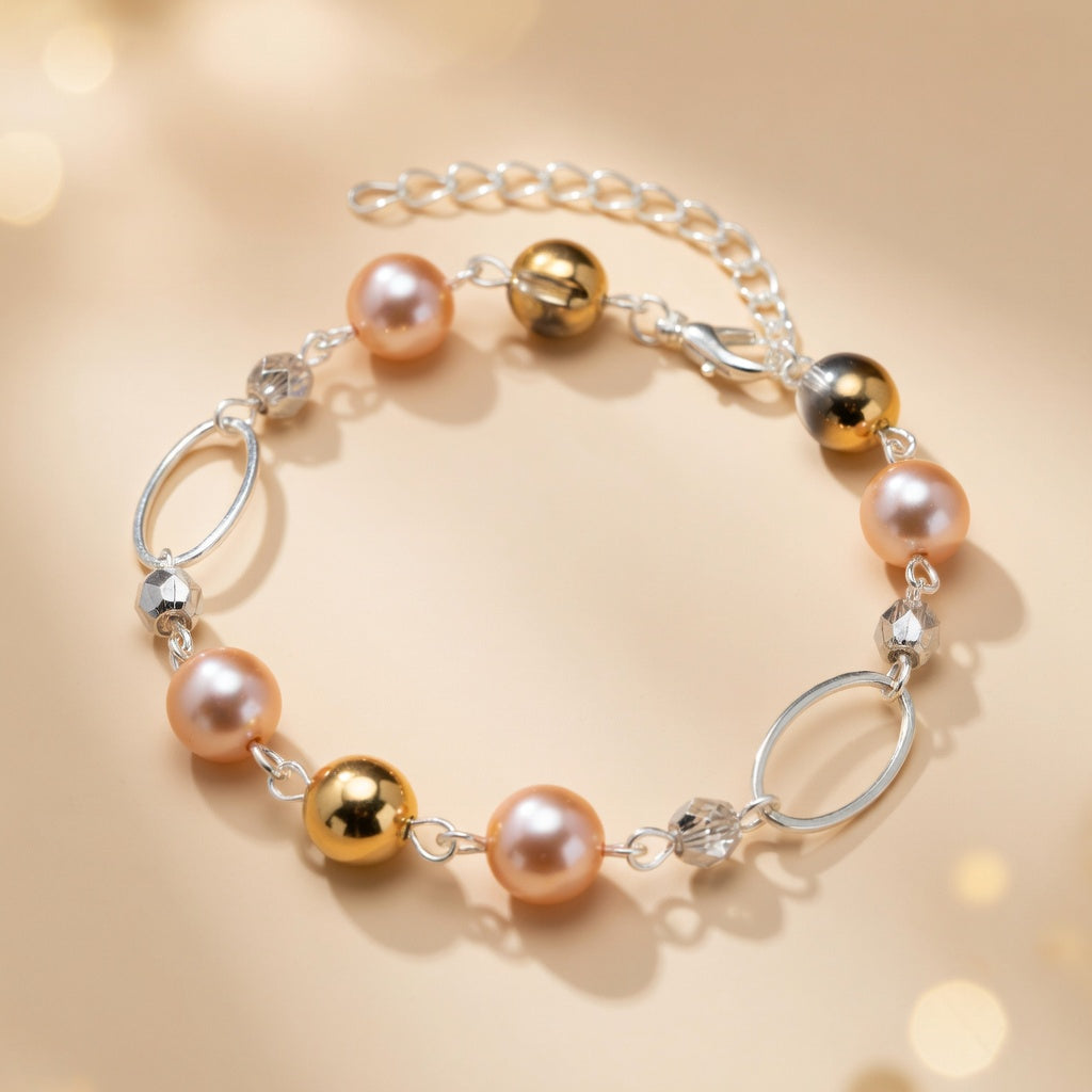 Pearl Peach Spectrum Beaded Bracelet