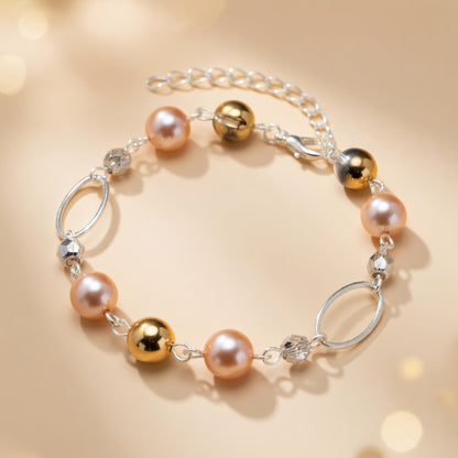 Pearl Peach Spectrum Beaded Bracelet