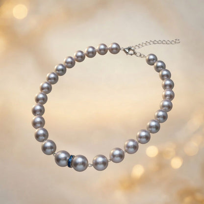 Czech Glass Pearl Azure Necklace by Belle Bohemia Jewelry