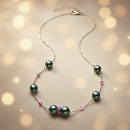 Czech Glass Swarovski beads Green Pearl Emerald Tale of the Ocean Necklace