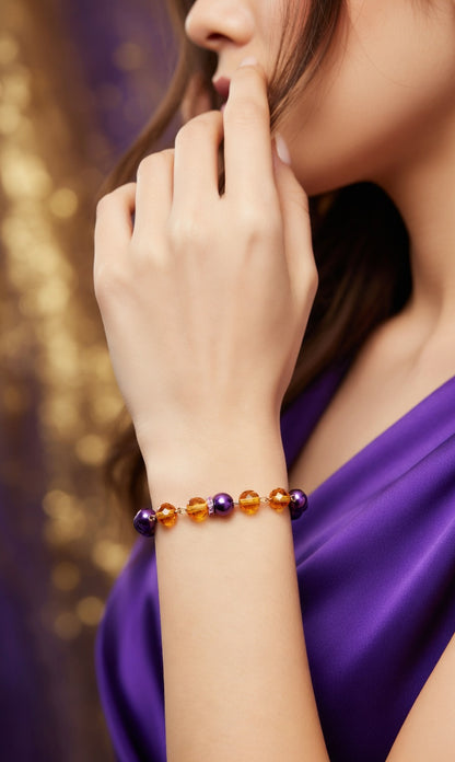 Czech Glass Purple Twilight Bohemian Glass Beaded Bracelet