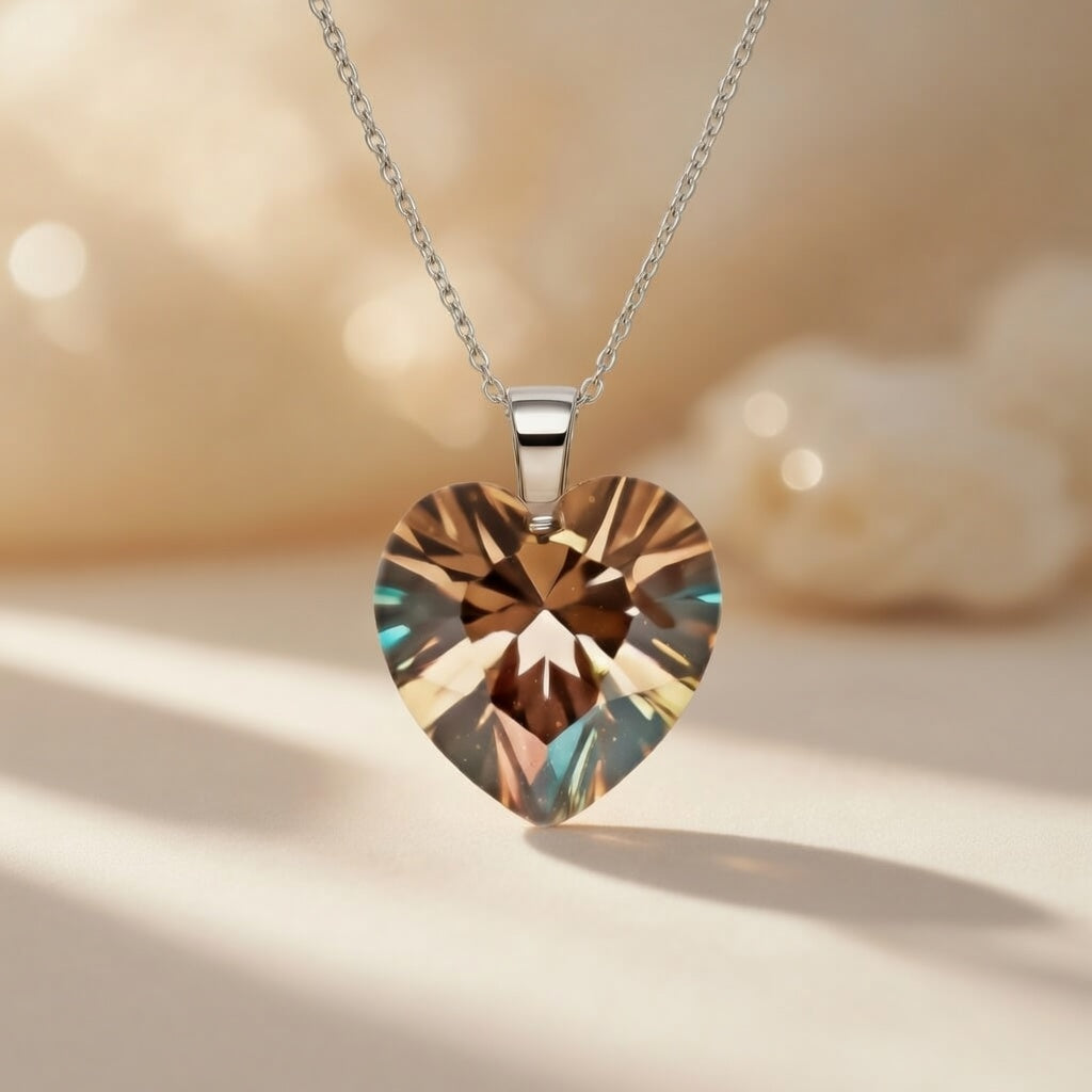 Swarovski Flame Heart Pendant Necklace by Belle Bohemia Jewelry