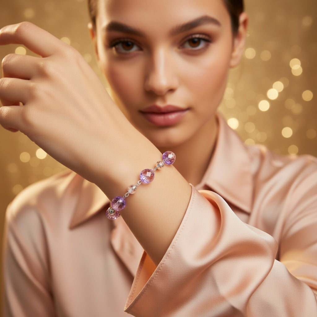 Czech Glass Purple Beaded Bracelet