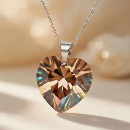 Swarovski Flame Heart Pendant Necklace by Belle Bohemia Jewelry