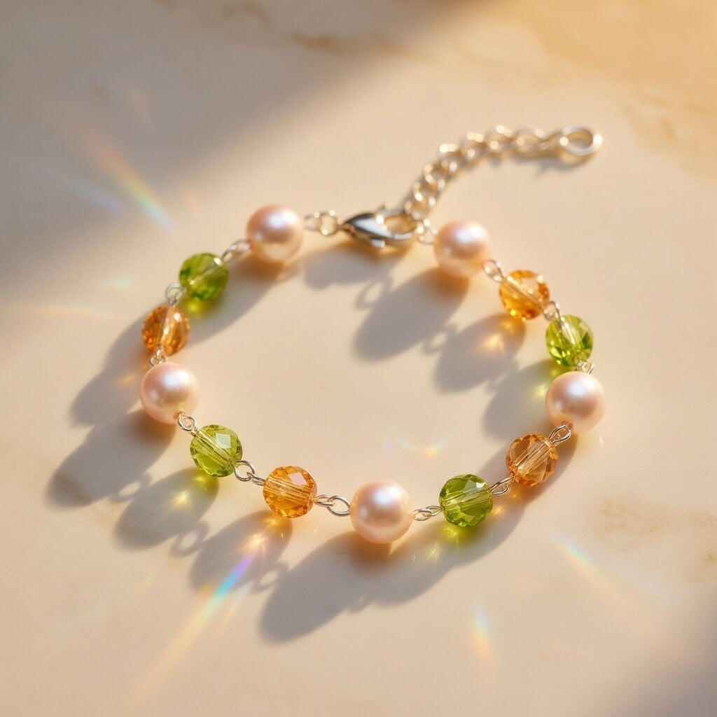 Czech Glass Lime Green Pearl Beaded Bracelet