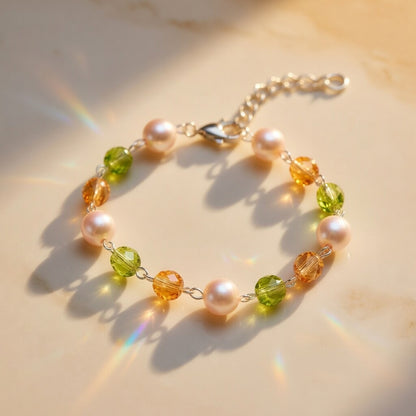 Czech Glass Lime Green Pearl Beaded Bracelet