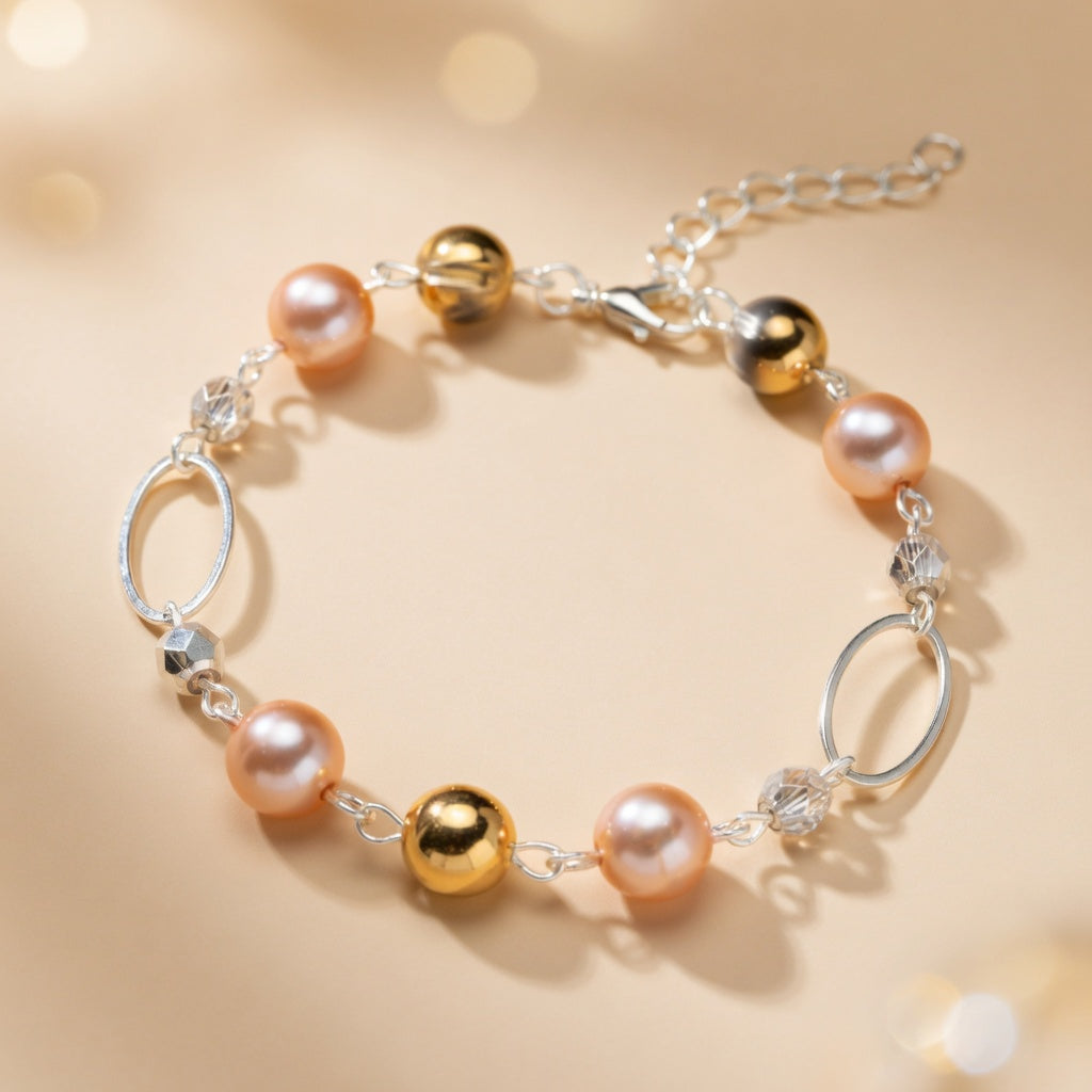 Pearl Peach Spectrum Beaded Bracelet