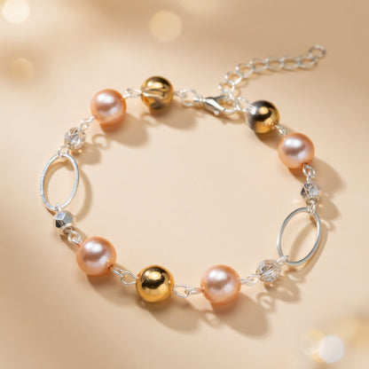 Pearl Peach Spectrum Beaded Bracelet
