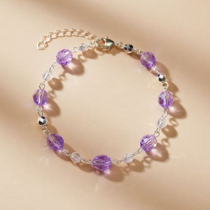 Czech Glass Purple Beaded Bracelet