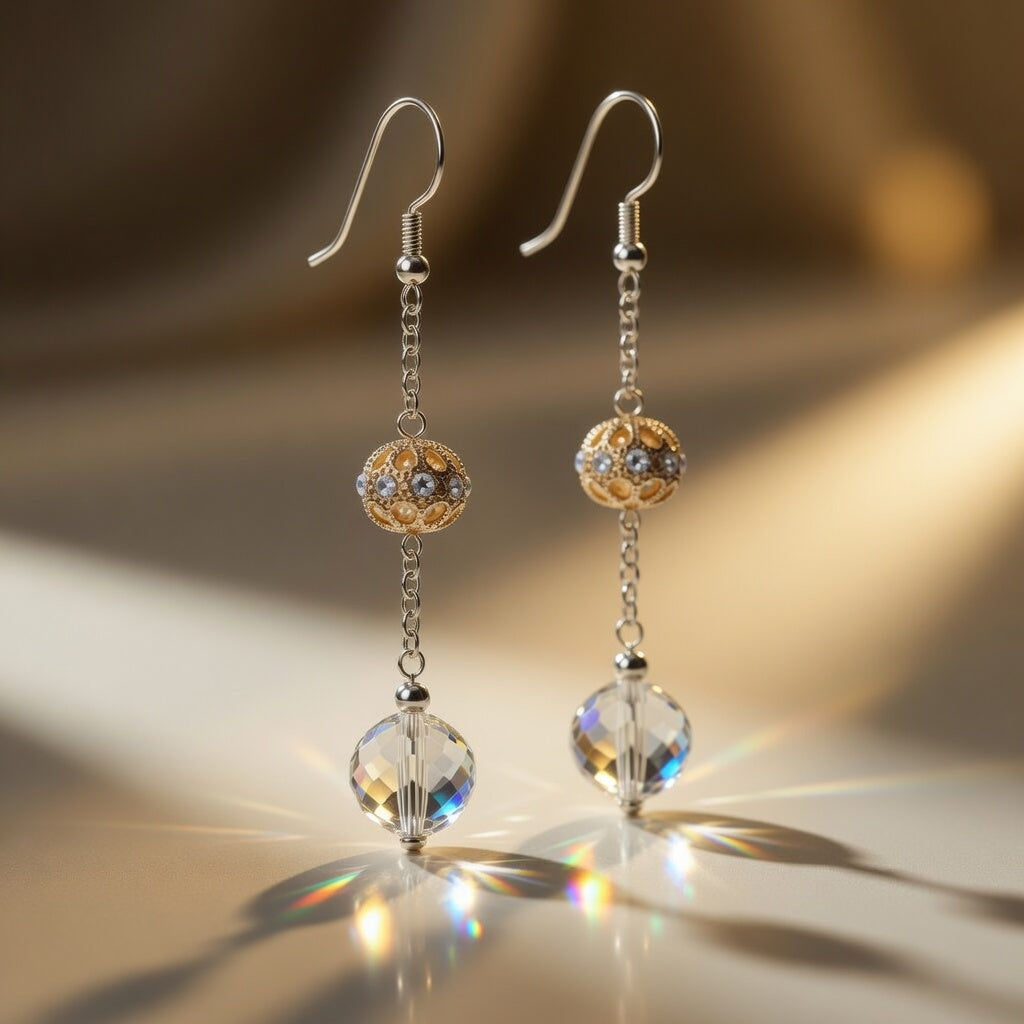 Czech Glass Bohemian Crystal Dew Long Dangle Drop Earrings