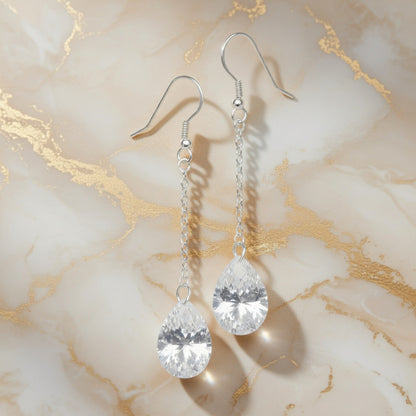 Swarovski Crystal Diamond Tear Dangle Earrings