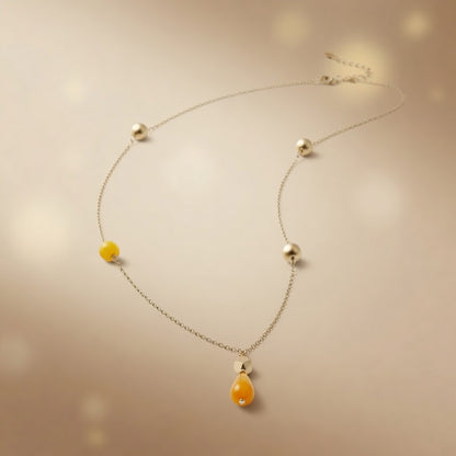Czech Glass  Golden Dewdrop Necklace