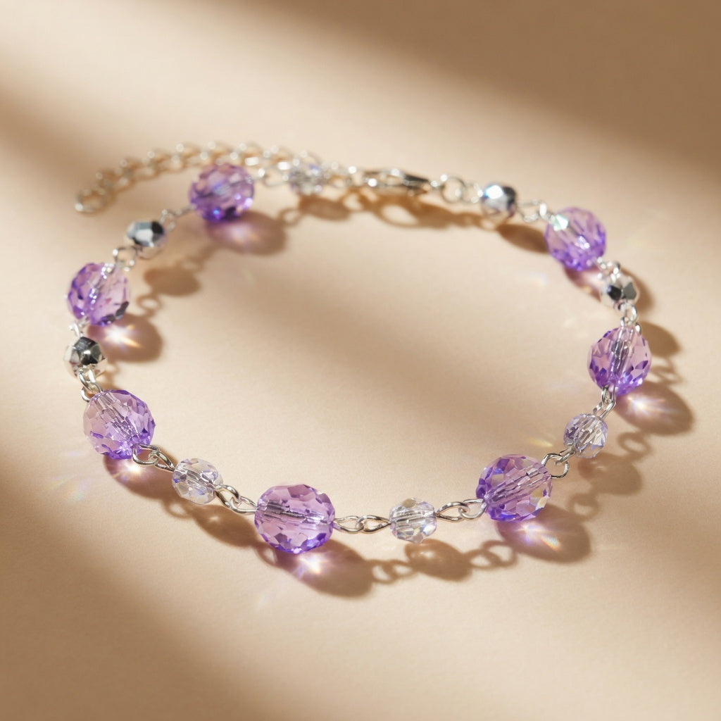 Czech Glass Purple Beaded Bracelet