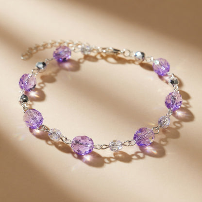 Czech Glass Purple Beaded Bracelet