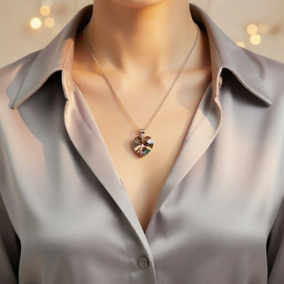 Swarovski Flame Heart Pendant Necklace by Belle Bohemia Jewelry