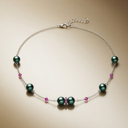 Czech Glass Swarovski beads Green Pearl Emerald Tale of the Ocean Necklace