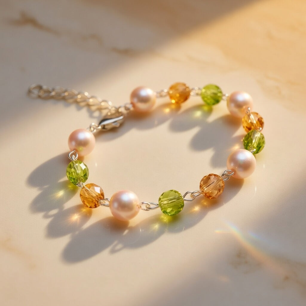 Czech Glass Lime Green Pearl Beaded Bracelet
